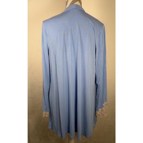 Soma Women's Periwinkle Blue Soft Knit Open Front Draped Cardigan Size Lg Chrty - Picture 3 of 9